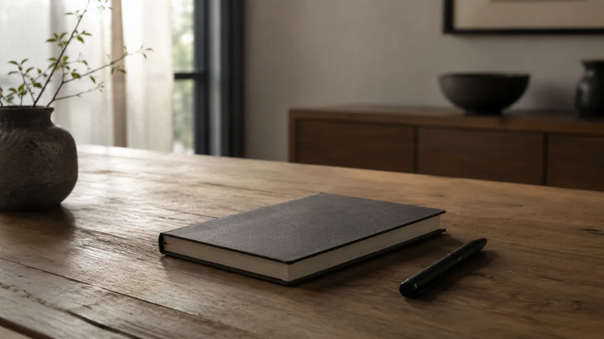 Calm minimalist interior with natural light and a few simple objects