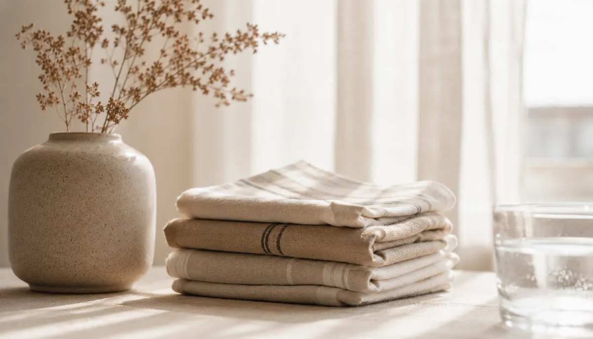 Serene styled vignette with neutral tones and soft daylight