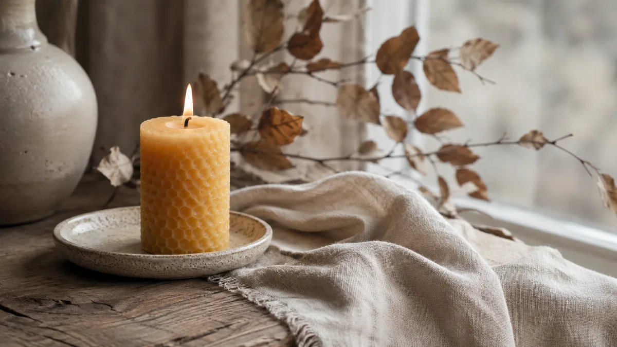 Serene styled vignette with neutral tones and soft daylight