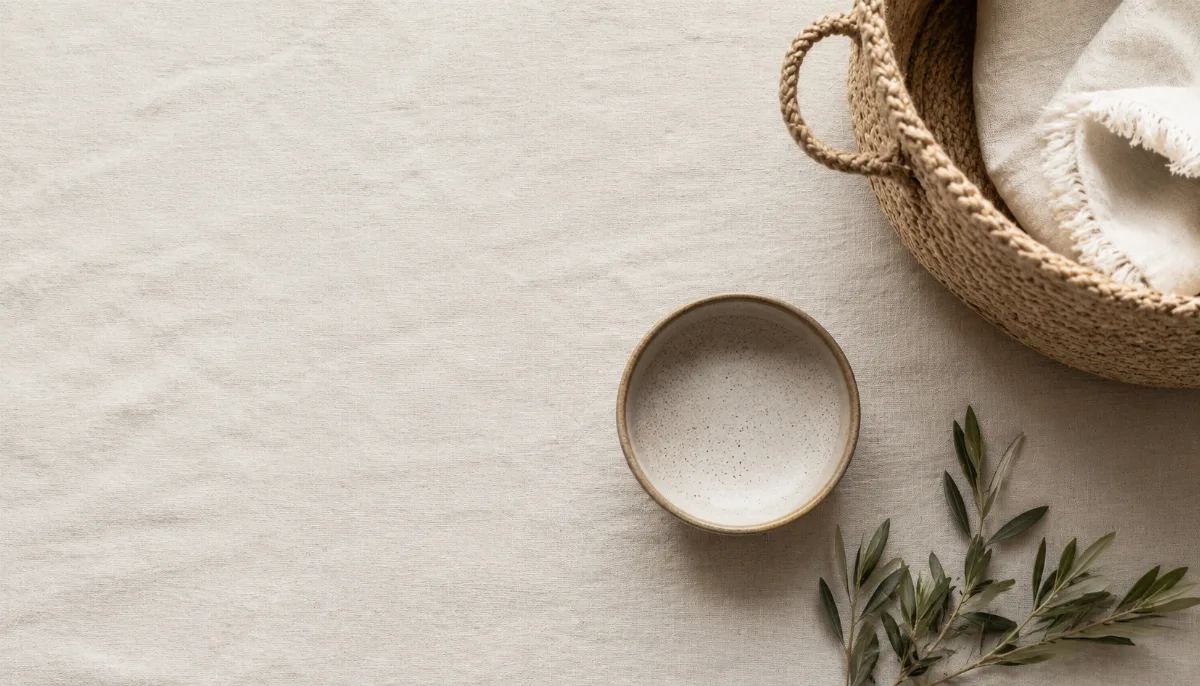 Serene styled vignette with neutral tones and soft daylight