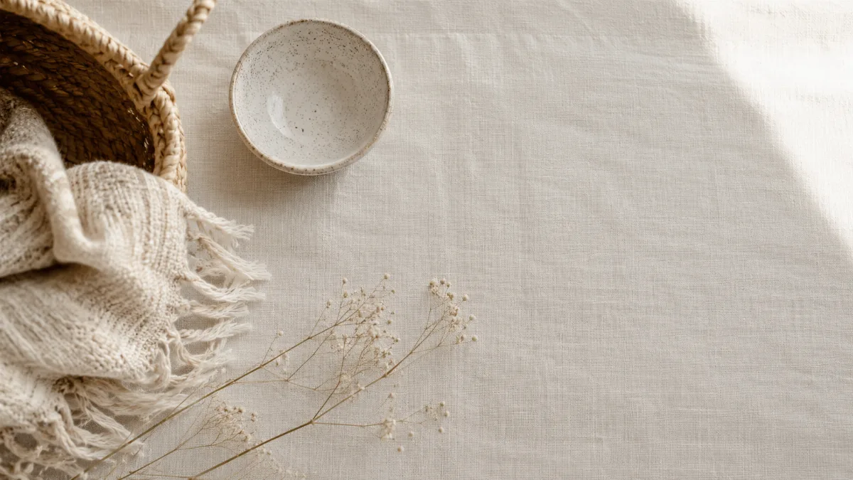 Serene styled vignette with neutral tones and soft daylight