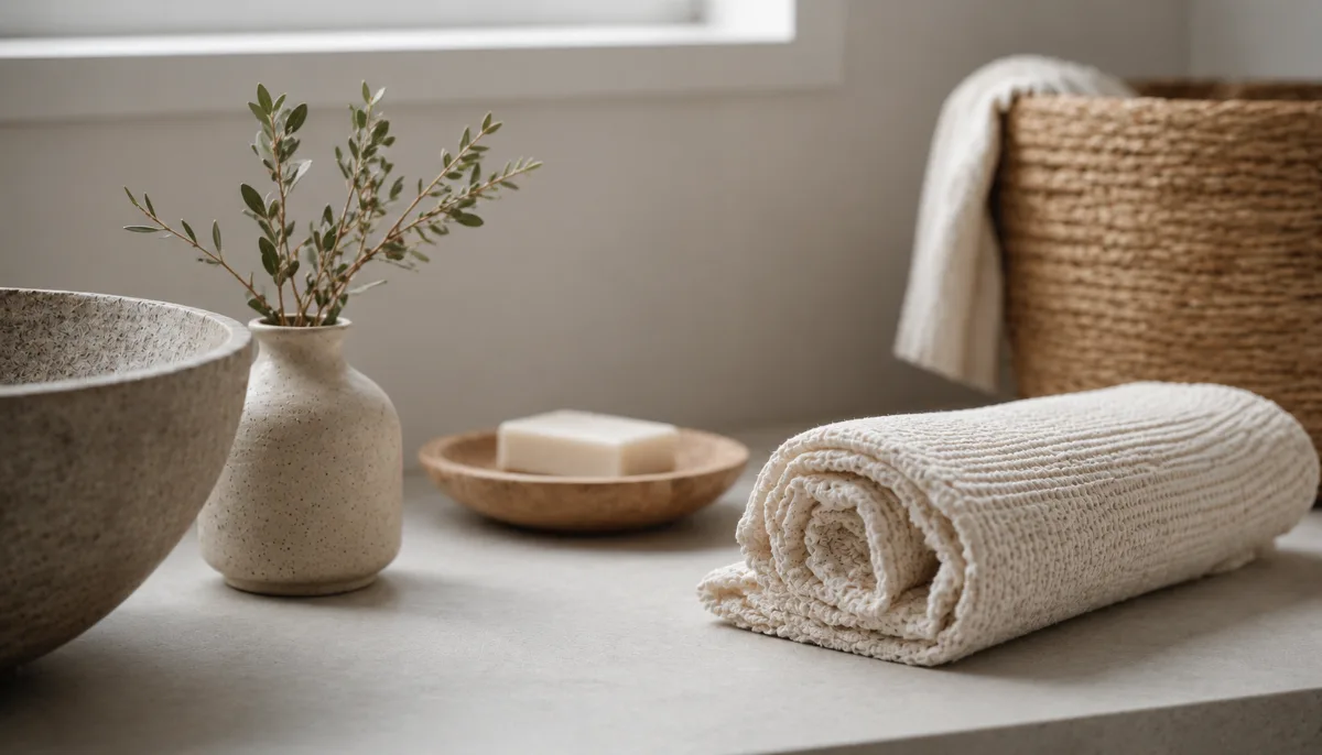 Serene styled vignette with neutral tones and soft daylight