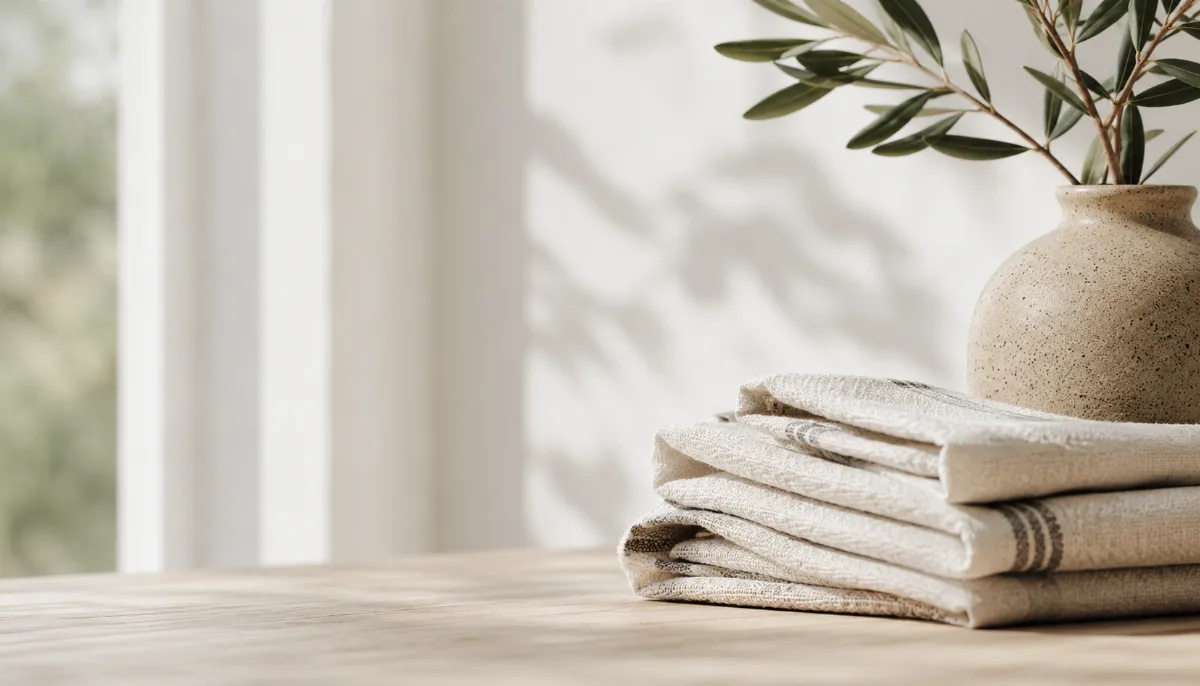 Serene styled vignette with neutral tones and soft daylight