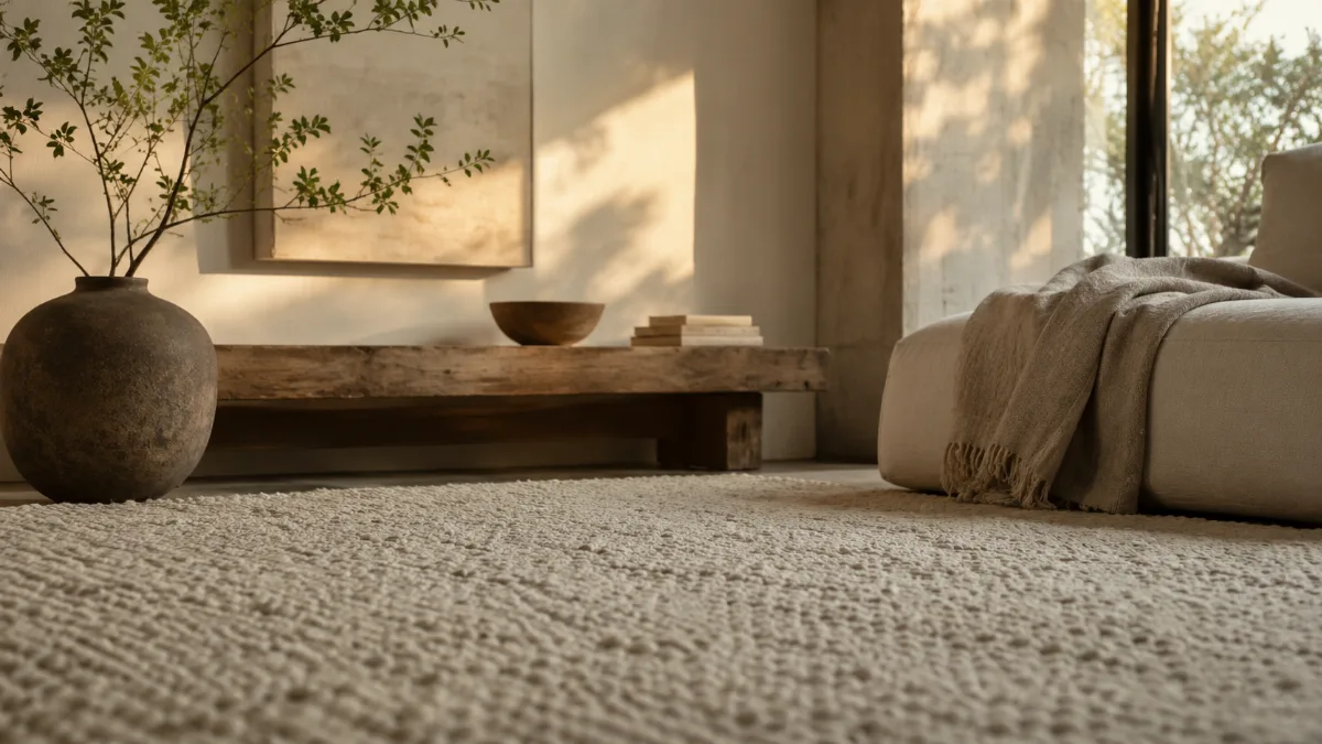 Calm minimalist interior with natural light and a few simple objects