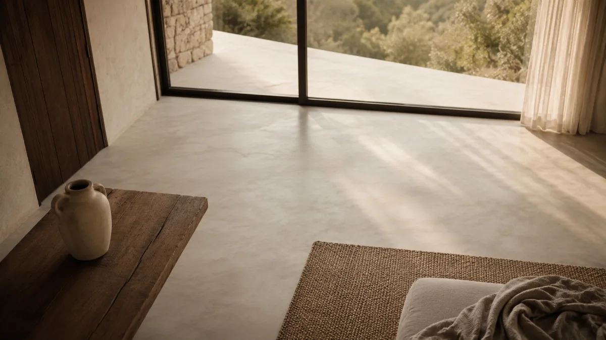 Airy room with clean lines and natural materials
