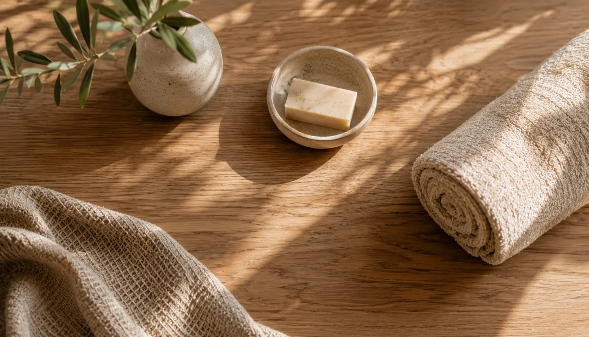 Calm minimalist interior with natural light and a few simple objects