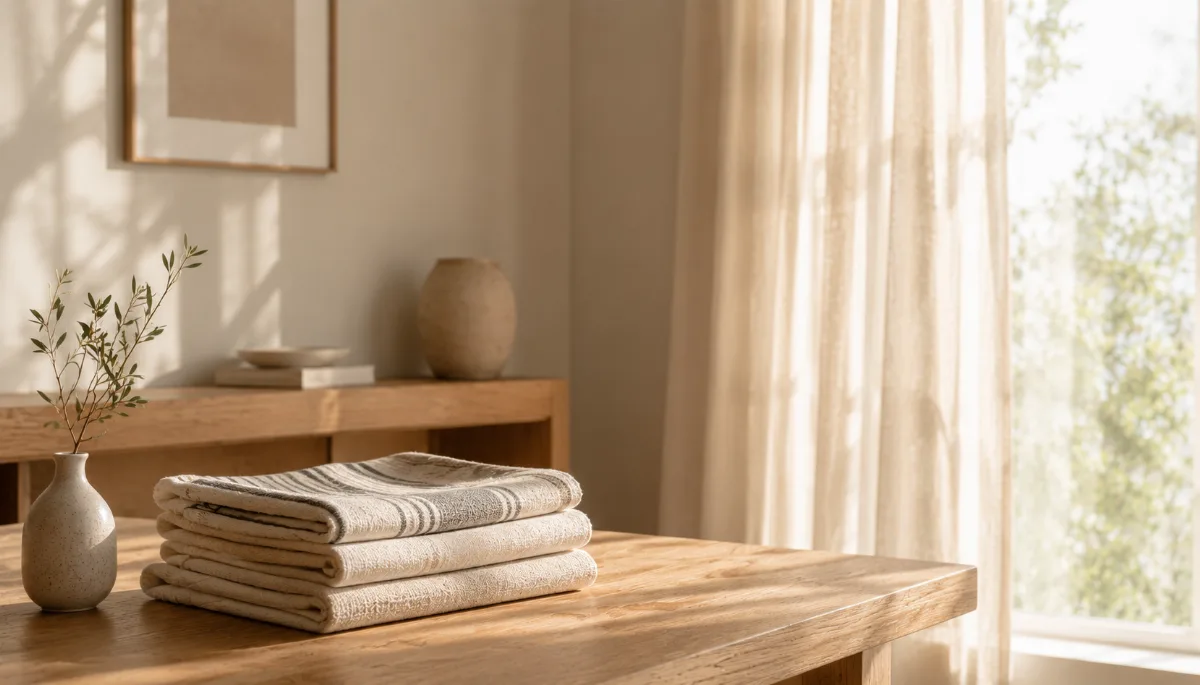 Calm minimalist interior with natural light and a few simple objects
