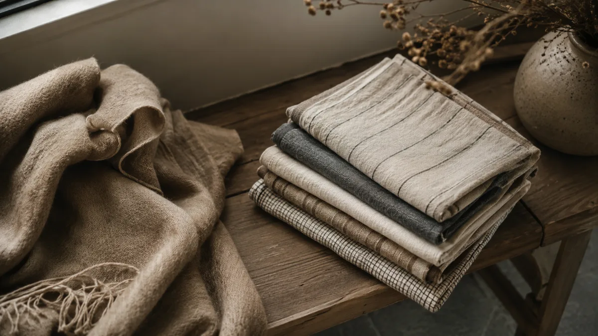 Calm evening corner with a blanket and low light