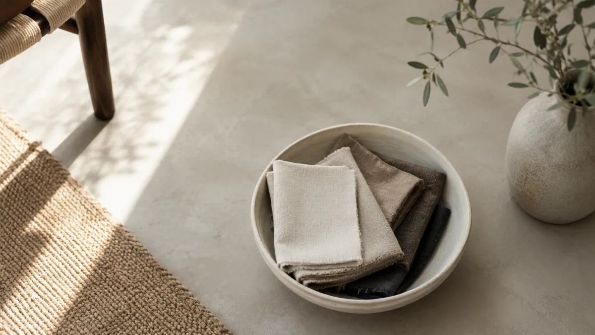Calm minimalist interior with natural light and a few simple objects