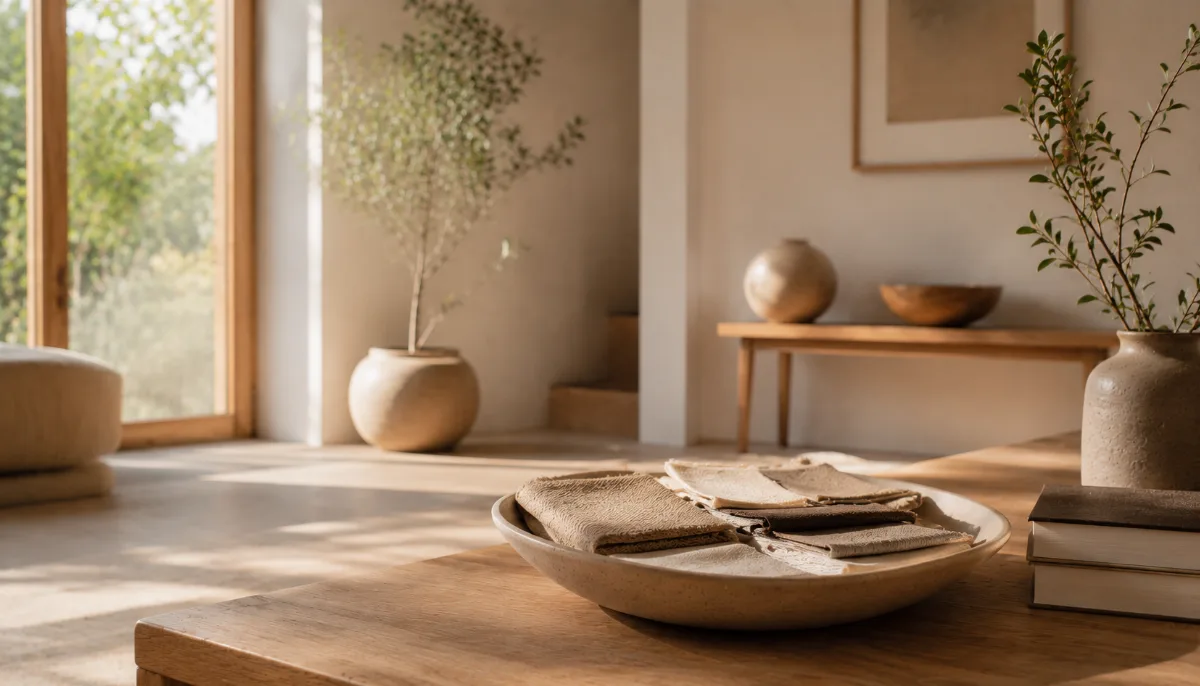 Airy room with clean lines and natural materials