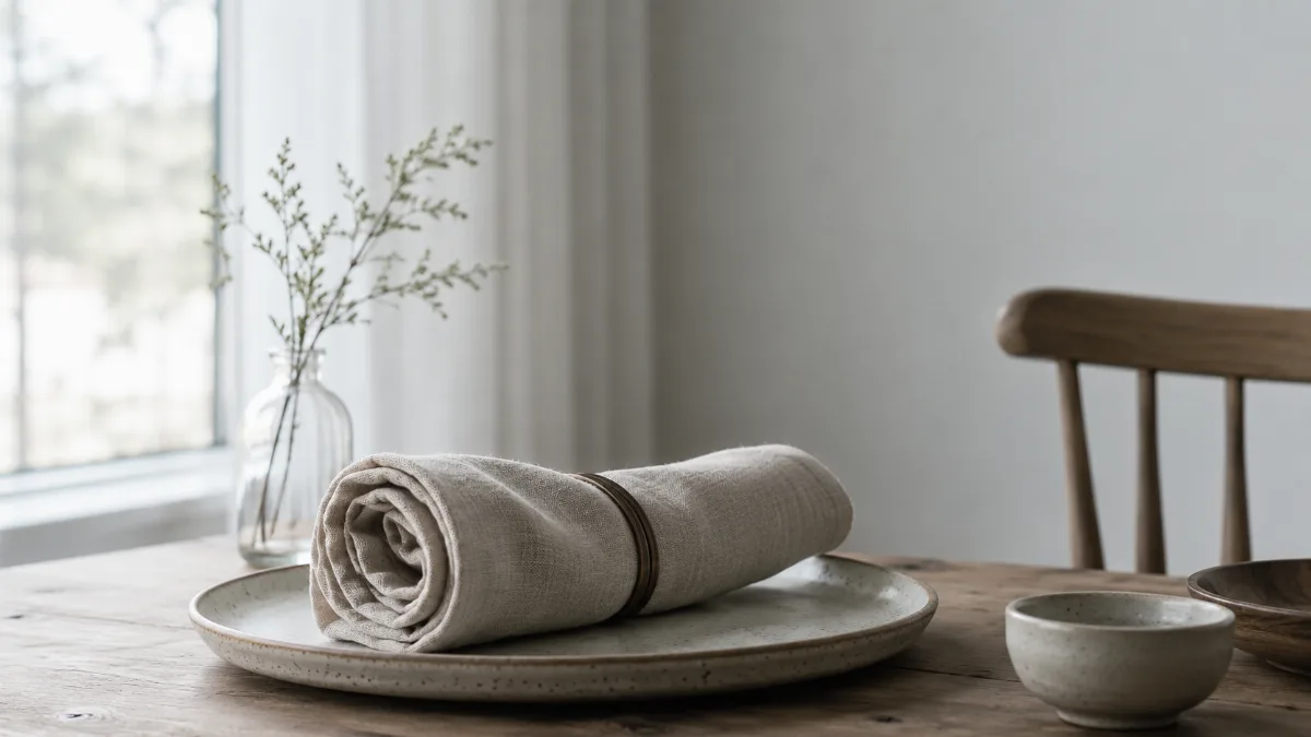 Serene styled vignette with neutral tones and soft daylight
