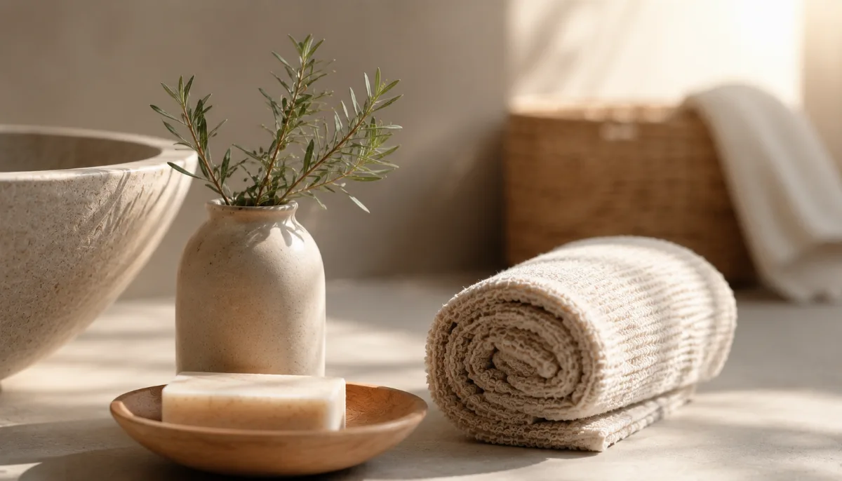 Calm minimalist interior with natural light and a few simple objects