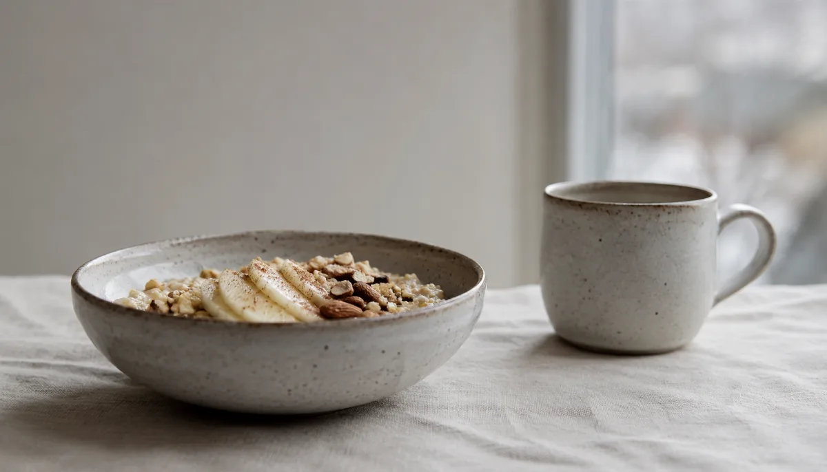Minimalist table set with a single wholesome bowl