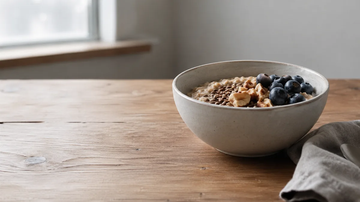 Minimalist table set with a single wholesome bowl