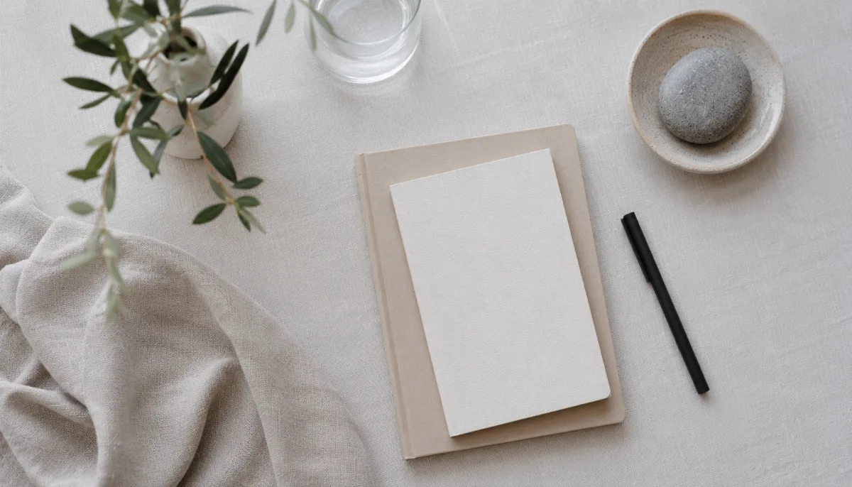 Serene styled vignette with neutral tones and soft daylight