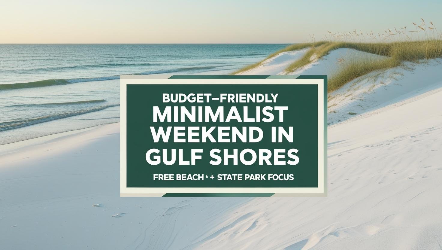 Minimalist Gulf Shores beach scene with title overlay