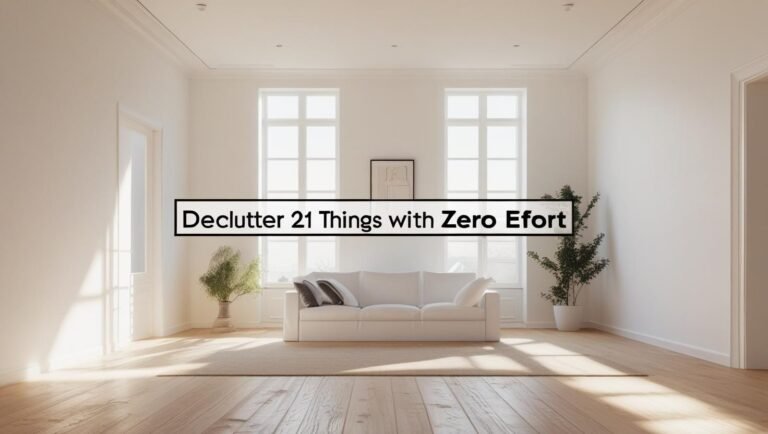 Minimalist living room with declutter theme