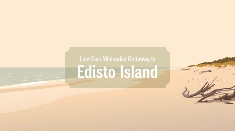 Edisto Island minimalist beach scene with text overlay
