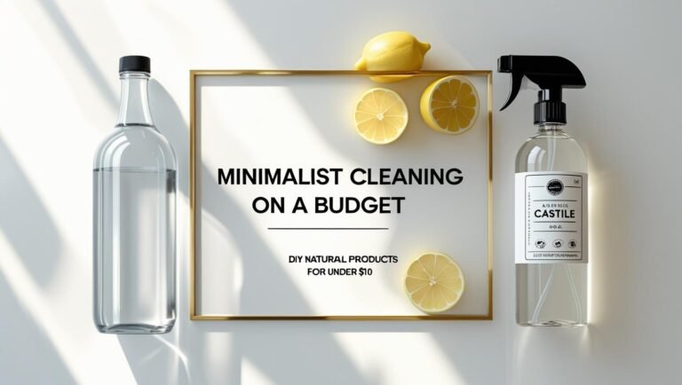 Flat lay of vinegar, baking soda, lemon, spray bottle with title overlay