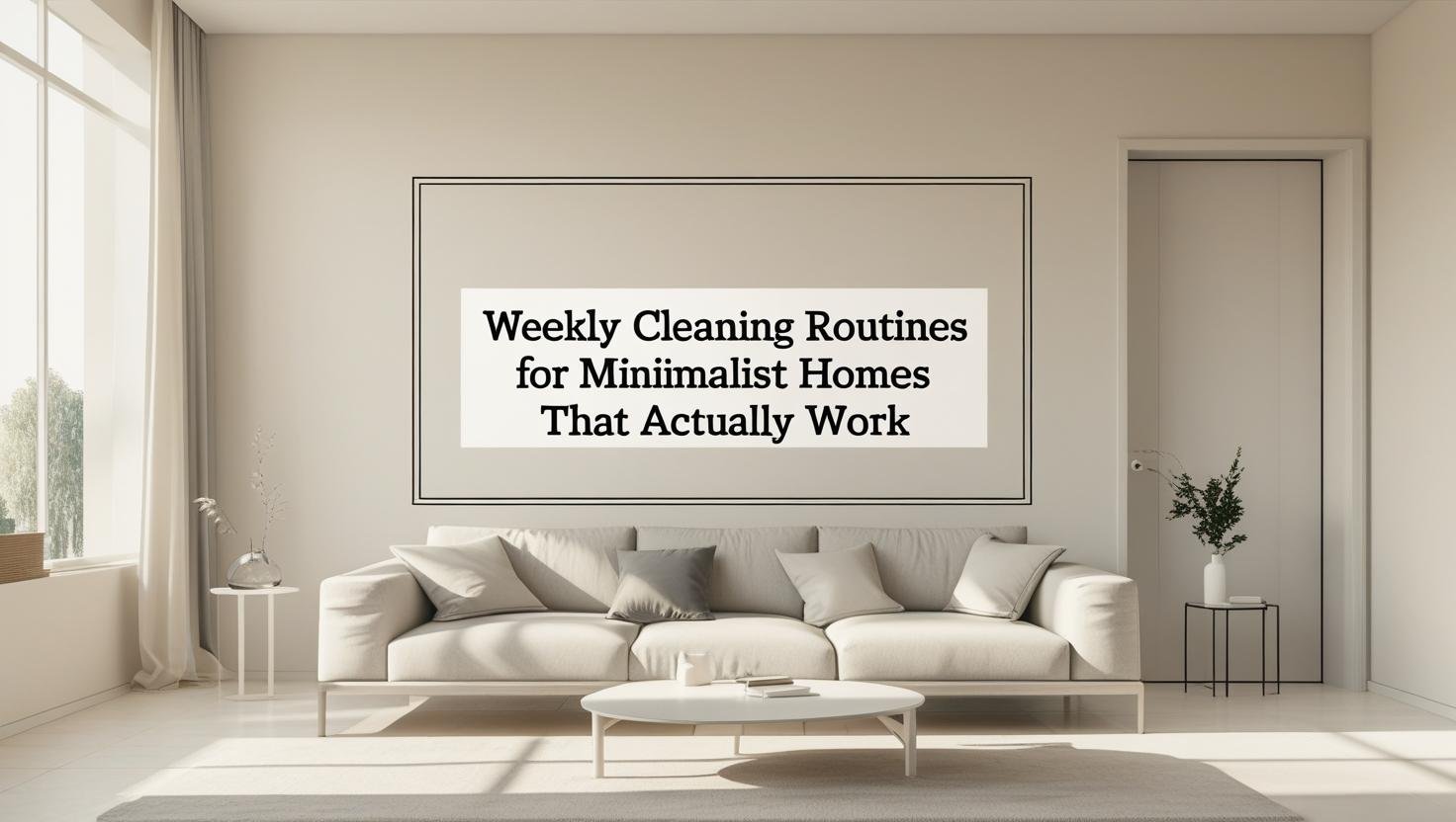 Minimalist living room with sunlight and clean décor