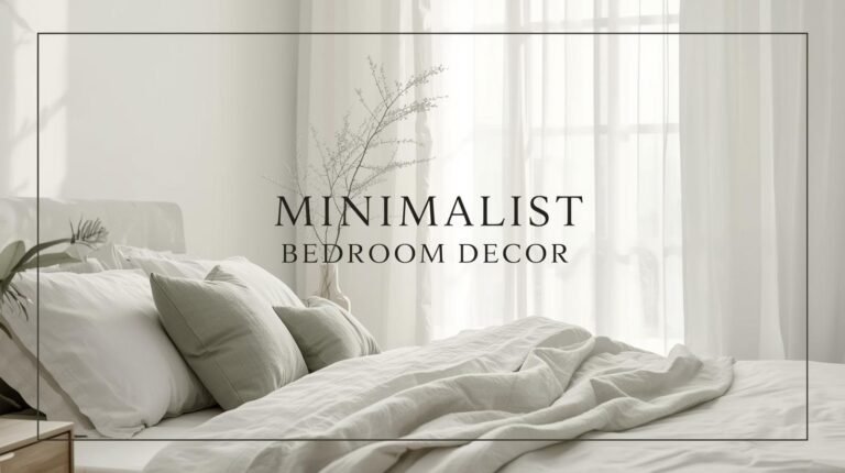 A serene minimalist bedroom with a neatly made bed, a simple wooden nightstand, and a small green plant, showcasing minimalist bedroom decor for better sleep.